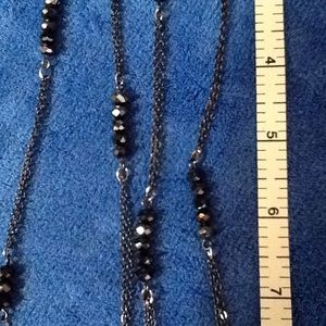 Long Hematite Beaded Necklace